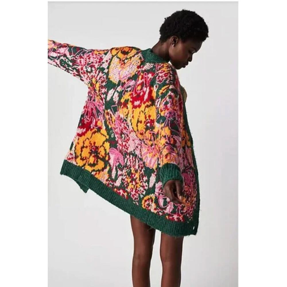 Free People Alexis Floral Cardigan XS Sweater NEW